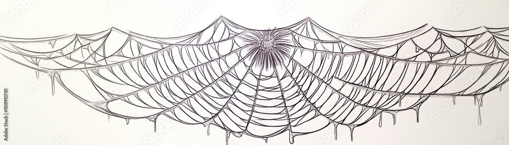 Wall mural a detailed illustration of a spider web showcasing intricate patterns and structures.