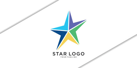 Colorful abstract star logo design template. Premium Vector