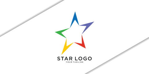 Colorful abstract star logo design template. Premium Vector