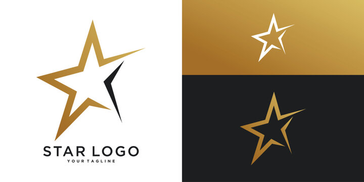 Modern star logo, luxury gold star design. Premium Vector