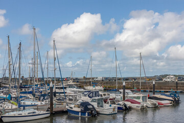 Naklejka premium Boats in Caernarvon Marina, North Wales, UK