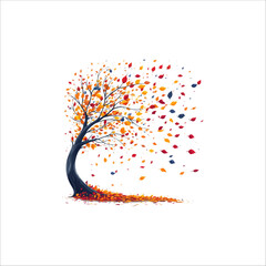 The tree with falling leaves vector . Tree Falling Leaves vector .
