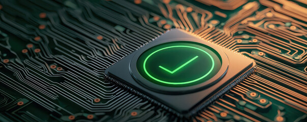 A concept of an approval stamp glowing green on a digital form, symbolizing successful signup