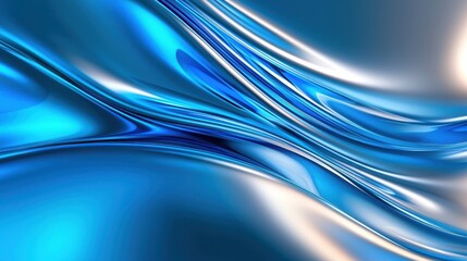Abstract Blue Swirling Liquid Metal Design