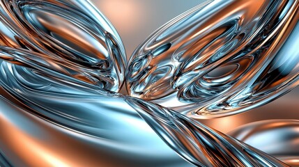 Abstract Metallic Swirls Blue Orange Hues