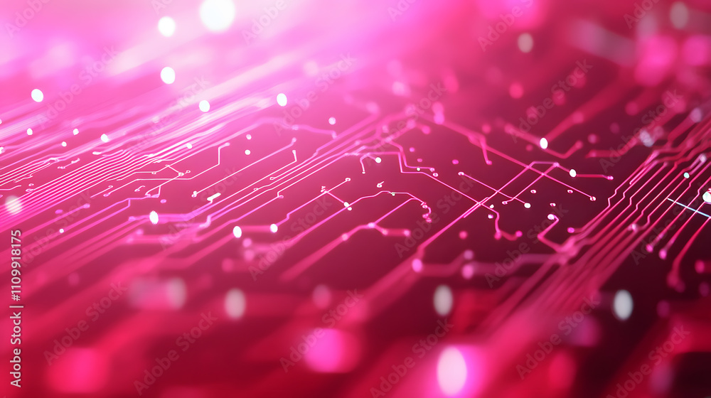 Poster digital circuitry visualization tech lab data art high-tech environment close-up view innovation con