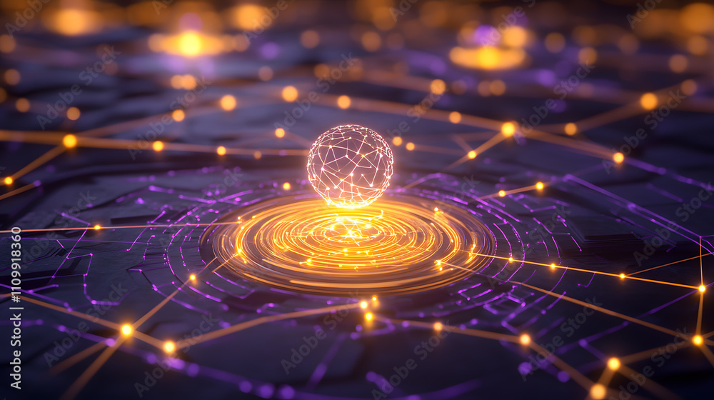Poster dynamic network visualization digital realm abstract art high-tech environment close-up view connect