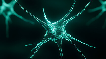 Scientific study of neurons laboratory 3d visualization digital environment close-up view neurobiology concept