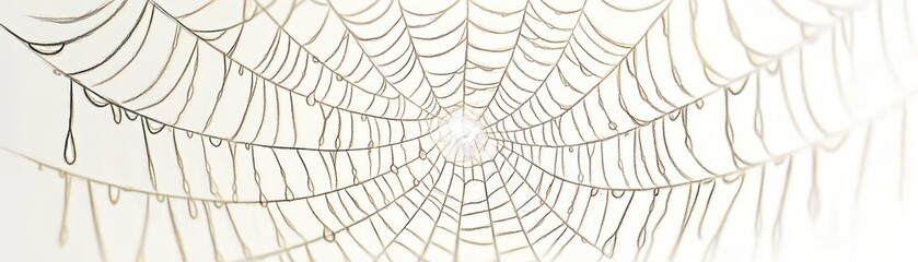 Obraz premium A close-up view of a spider web with droplets of water, creating an intricate pattern.