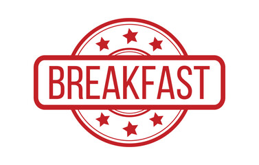 Red BREAKFAST Rubber Stamp Seal Vector illustration isolated on white background