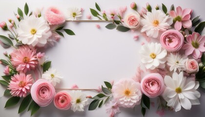 Obraz premium Lovely pink and white flower arrangement. Perfect for wedding invitations or romantic designs.