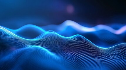 Obraz premium Attract Blue Line Movement, Abstract Wave Line, Light Technology Background, Copy Space 