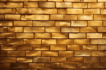 Fototapeta premium Gold brick wall texture background, brick wall seamless pattern