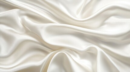 Obraz premium A close-up view of smooth, flowing white satin fabric, showcasing its texture and sheen.