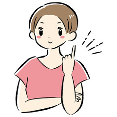 指を差すおしゃれな女性のベクターイラスト