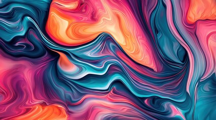 Fototapeta premium Abstract Swirling Paint Textures in Vibrant Hues