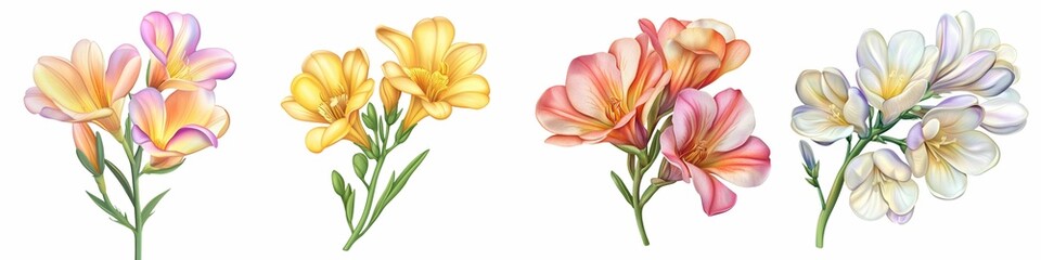 Obraz premium Detailed Illustration of Freesia Flowers