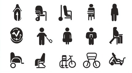 Various icons depicting sitting positions.