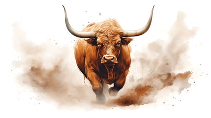 highland cow with horns