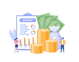 Budget business strategy, finance and accounting, budget calculation, economy and investment, flat design illustration vector banner and background for website