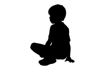 baby sitting silhouette vector illustration.