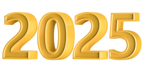 New Year 2025 Yellow Number 3D Render