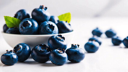 Fresh Blueberries Resting on Sleek Plating with Clean White Table for Minimalist Look and Feel Fruit Photography