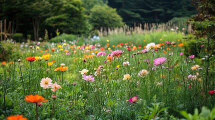 Obraz premium Vibrant Wildflower Meadow Abundant Blooms Summer Garden