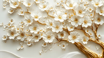 Delicate white blossom tree art indoor gallery paper craft minimalist design close-up nature's beauty explored