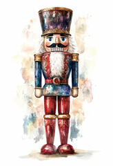 Watercolor nutcracker doll illustration, vector watercolor nutcrackern,Christmas doll