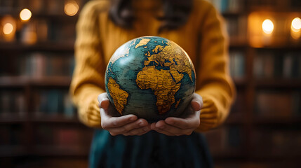 Global awareness action library educational content cozy environment close-up view understanding our world