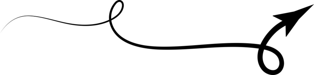 Arrows icons hand drawn, swirl, curve, wave