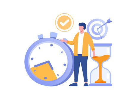Schedule time management, strategy, target, deadline concept, planner, planning and organization, flat vector illustration banner for website