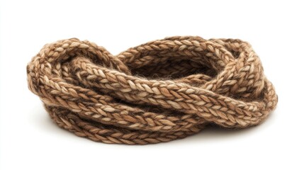 Obraz premium Textured Braided Rope on White Background