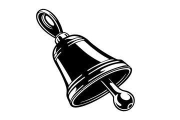 Fototapeta premium Beautiful bell with a wooden handle on an isolated white background vector illustration