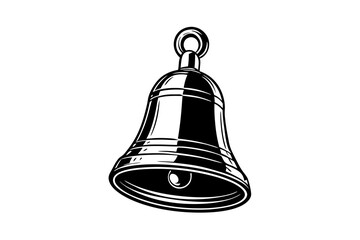 Beautiful bell with a wooden handle on an isolated white background vector illustration