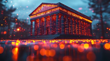 Futuristic Holographic Bank Assistant Processing Business Loan Request with Glowing Data