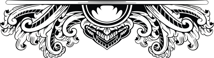 Black White Floral Decoration Ornament for Wedding Invitation Vintage Transparent Background