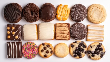Assorted Cookies on a White Background