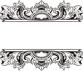 Black White Floral Decoration Ornament for Wedding Invitation Vintage Transparent Background