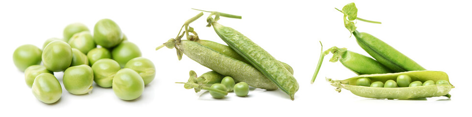 Fresh peas isolated on white background 