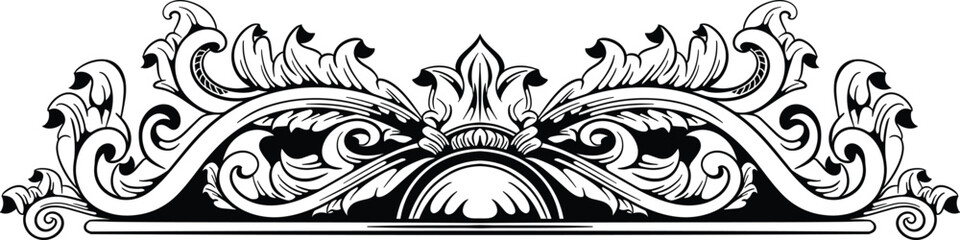 Black White Floral Decoration Ornament for Wedding Invitation Vintage Transparent Background