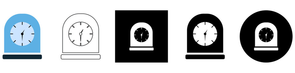 vintage classic table clock minimalist and Modern Analog Clock vector pictogram sign icon symbol ui and ux design, glyphs and stroke line	
