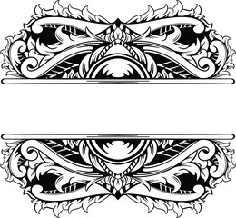 Black White Floral Decoration Ornament for Wedding Invitation Vintage Transparent Background