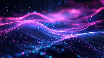 Fototapeta premium Abstract Digital Landscape with Glowing Particles