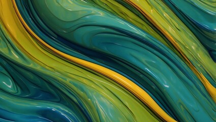 Fluid Motion Abstract Background in Green, Yellow, and Blue, Natural Elements