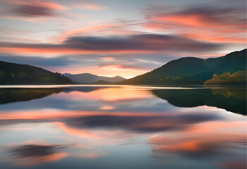 Fototapeta premium sunrise lake with dramatic clouds 