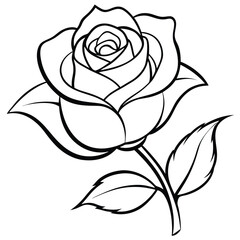 Stylish Rose Logo Vector Illustration with Line Art