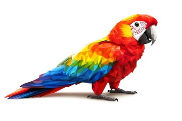 Fototapeta premium A colorful, low-poly representation of a parrot showcasing vibrant feathers.