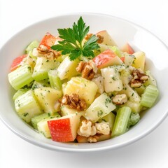 A classic Waldorf salad with apples, celery, and walnuts